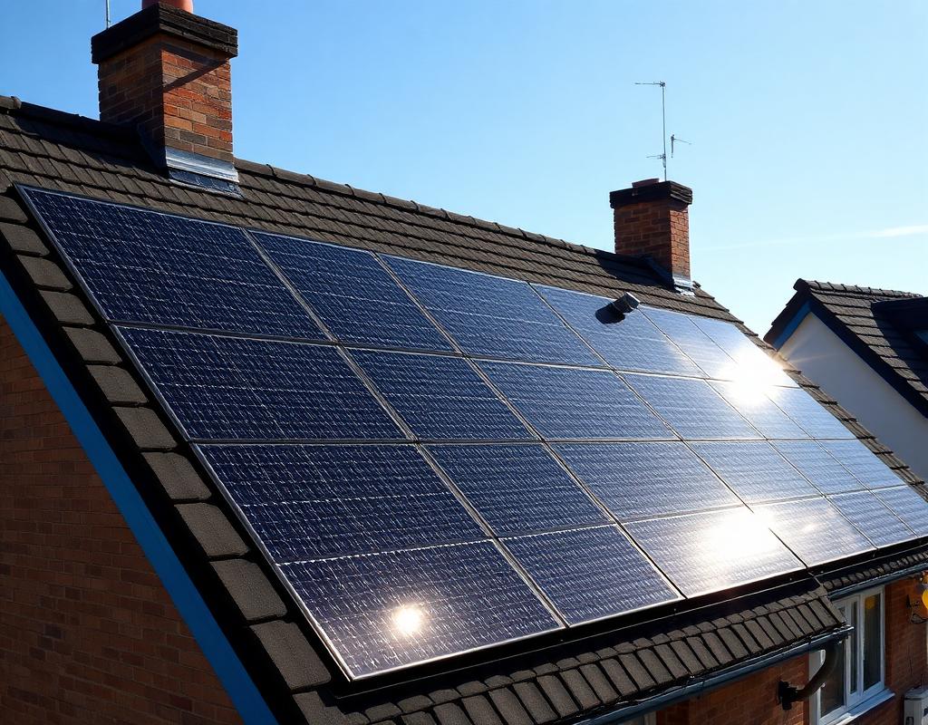 Solar panels installed on a UK home rooftop by Mega Renewables