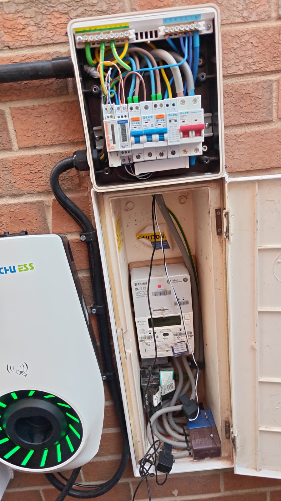 EV charger wired into a smart consumer unit